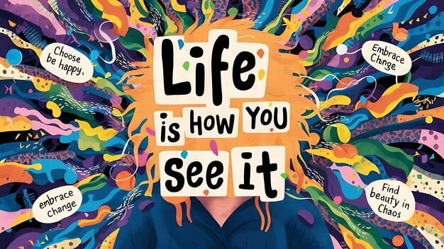 Photo life is how you see it colorful background and text tshirt design motivational quote illustration typography