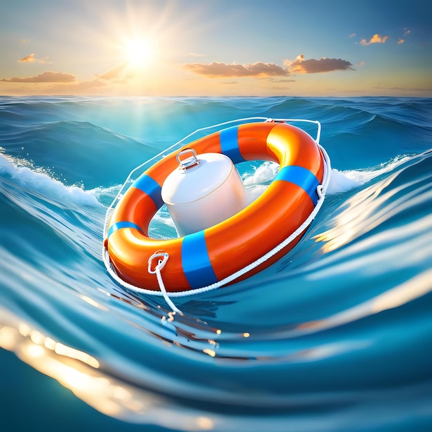 Photo life saver 3d illustration ocean buoy device