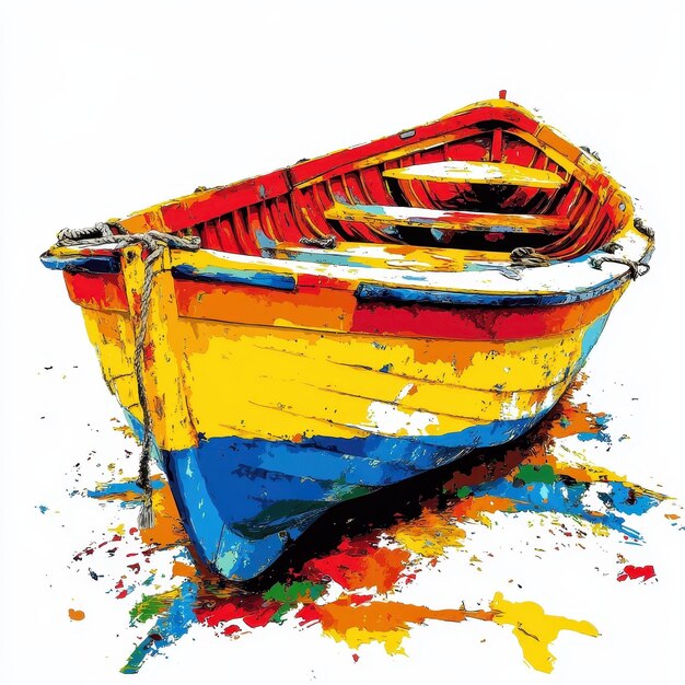 Lifeboat illustration in colorful pop art style