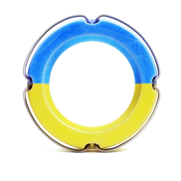 Lifebuoy in Ukraine flag colors isolated on white background 3d render