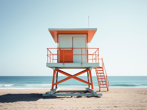 Photo a lifeguard tower on a beach