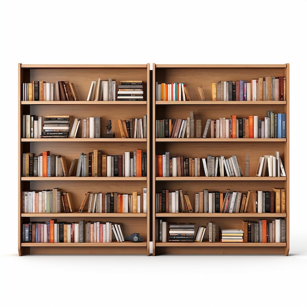 Lifelike Book Storage on White Background