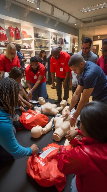 Photo lifesaving hands at work a comprehensive group cpr training session