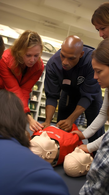 Photo lifesaving hands at work a comprehensive group cpr training session