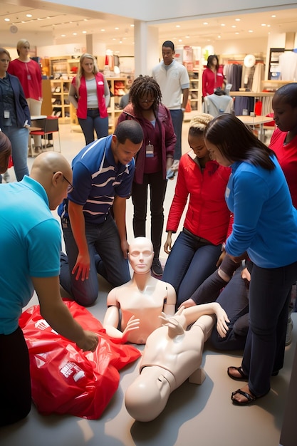 Photo lifesaving hands at work a comprehensive group cpr training session