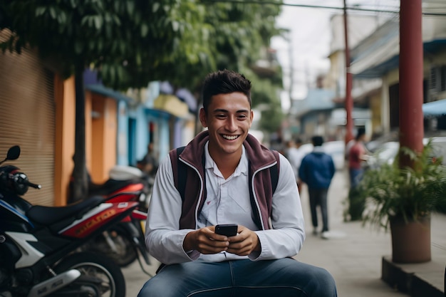 Lifestyle of the digital technology in Columbia A portrait of a person using a cellphone mobile