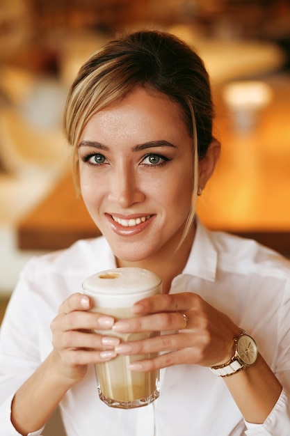 Lifestyle and people concept Beautiful Girl With Cup of Coffee