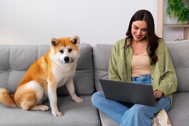 Lifestyle of person creating content with their pet