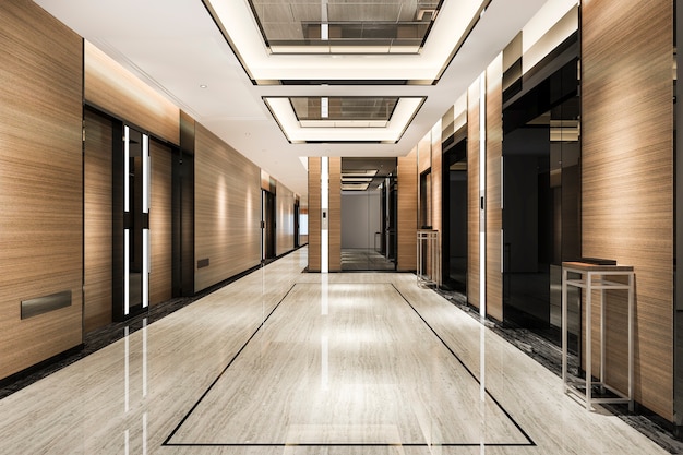 lift lobby in business hotel with luxury design near corridor