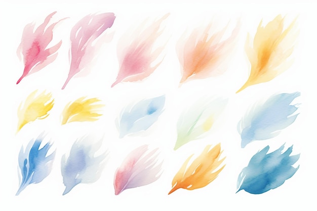 Light and Airy Watercolor Strokes isolated on white background