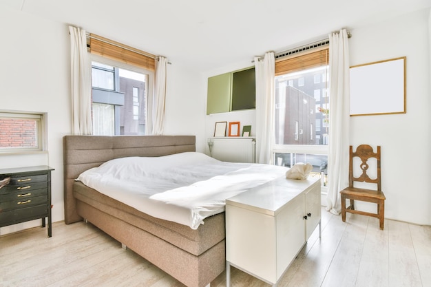 Light bedroom in modern apartment