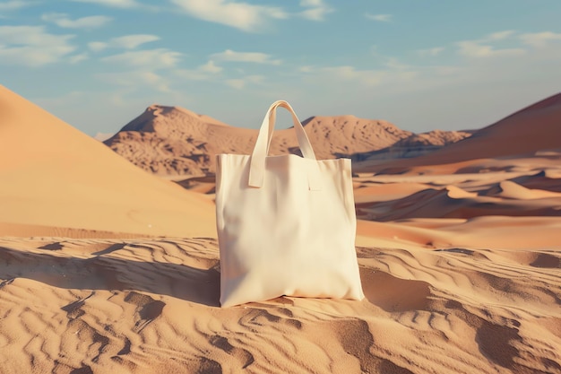 light beige blank linen tote bag mockup Desert Dunes for celebration concept for your or