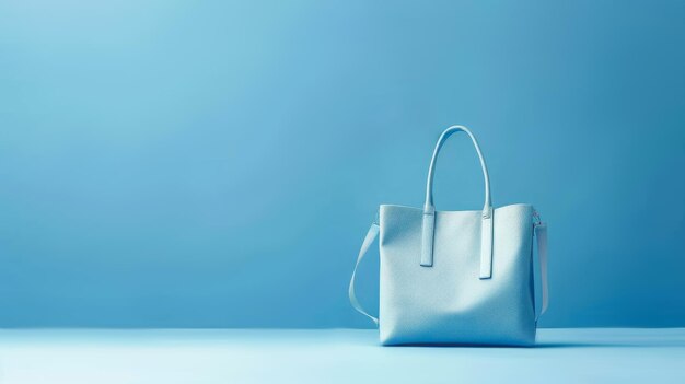 Photo light blue handbag on blue background