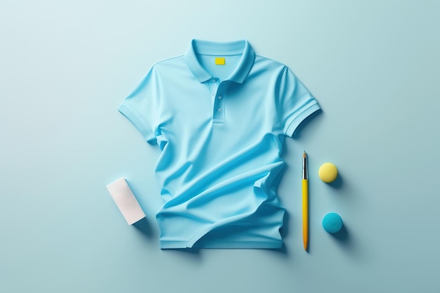 Light blue polo shirt Short Sleeve template mockup Generative AI illustration