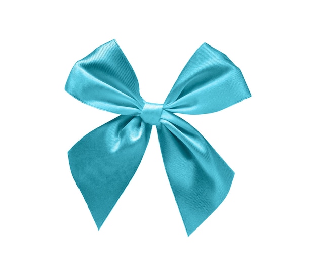 Light blue ribbon bow isolated over white background, design element