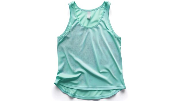 a light blue tank top with a green top that says quot aqua quot