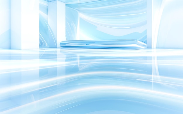 Light blue waves background for product Blue empty room interior background