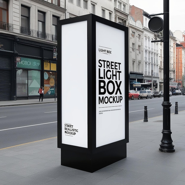 Photo light box 3d realistic mockup set street ooh advertising blank template for promo