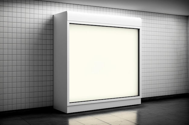 Light box display with white blank space for advertisement, Subway mock-up design