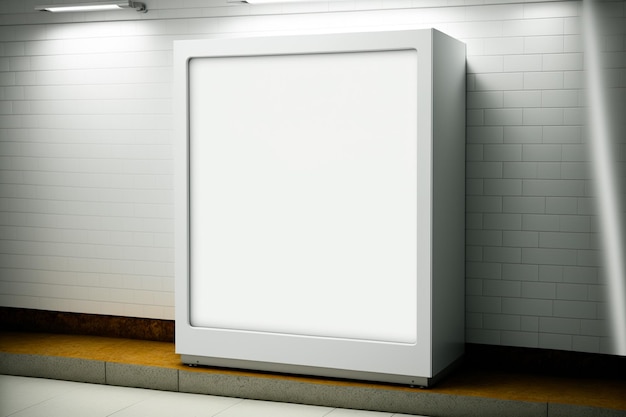 Light box display with white blank space for advertisement, Subway mock-up design