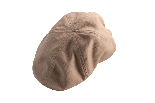 Light brown ascot cap isolated on a white background