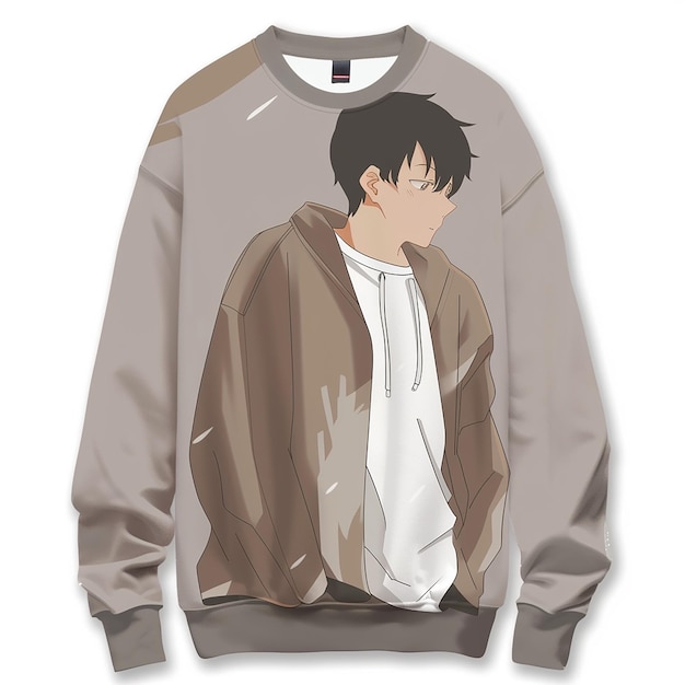 Light Brown Mens Sweatshirt on White Background