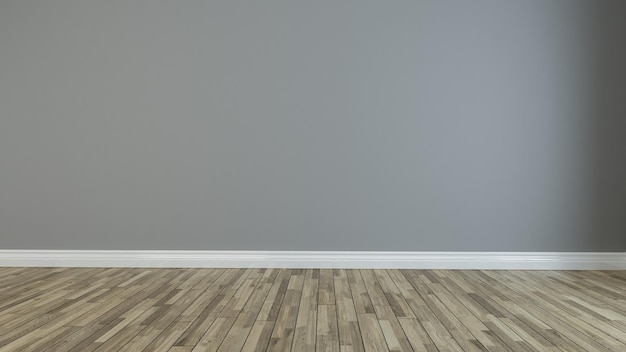 Light brown wall empty room with wooden floor 3d rendering