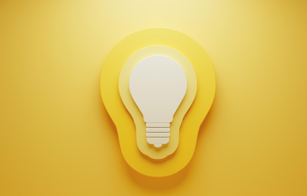 Light bulb as a symbol of the idea on a yellow background 3d render