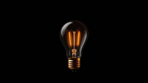 Light bulb on black background