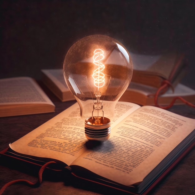 light bulb and book idea concept