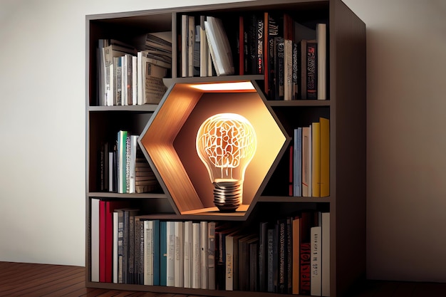 Light bulb and books sketch art for artist creativity and inspiration Generative Ai