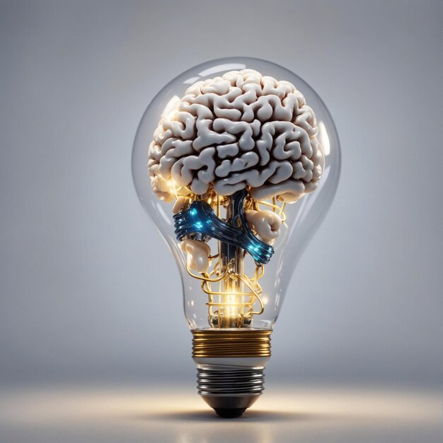 Photo light bulb brain idea background