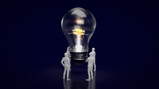 Light bulb and business man 3d rendering