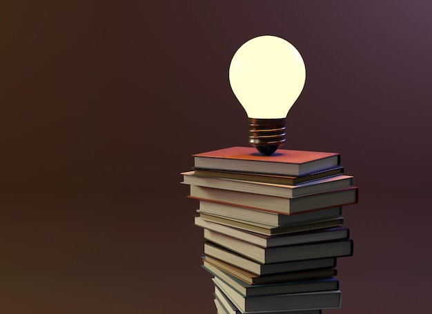 Light bulb education concept graduation cap books and graduation scroll Congratulations graduates 3D render