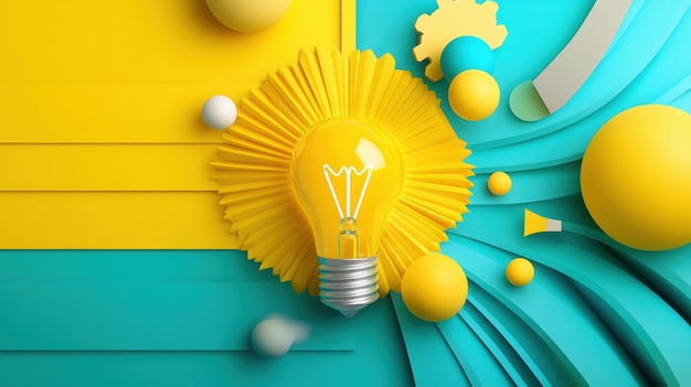 Photo a light bulb is surrounded by colorful objects on a blue background ai