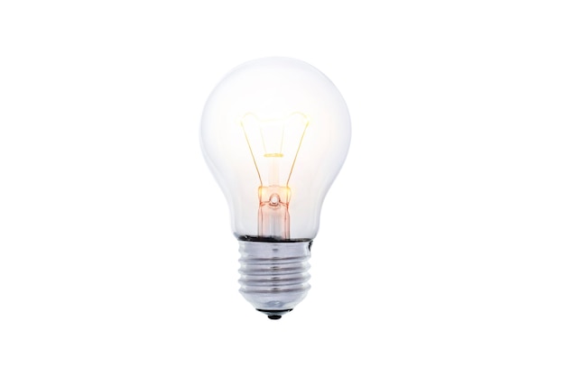 Light bulb isolated Realistic photo image Glowing yellow light bulb busienss idea concept