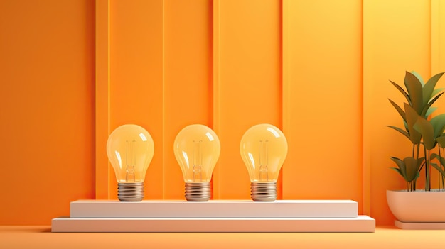 light bulb on orange background