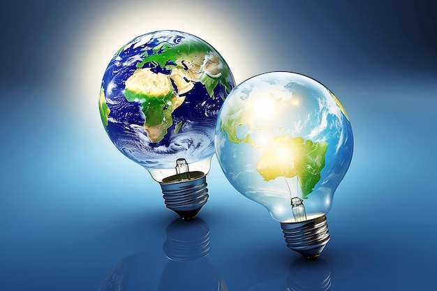 Photo light bulb and planet earth eco energy concept other version in my portfolio