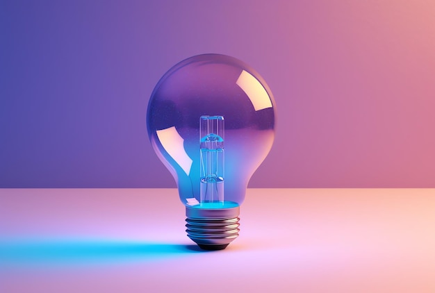 A light bulb on purple background