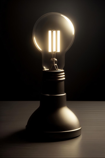 A Light Bulb Sitting On Top Of A Wooden Table