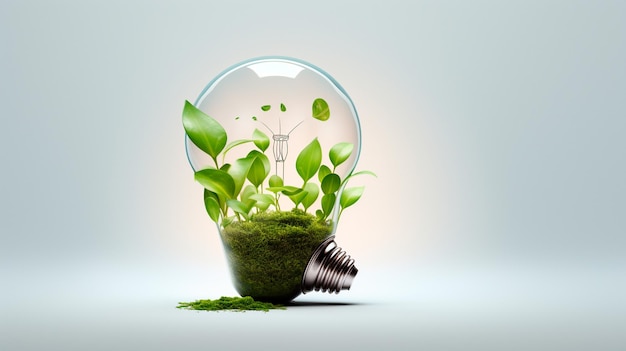 In a light bulb sprouts the concept of biological energy Generative AI