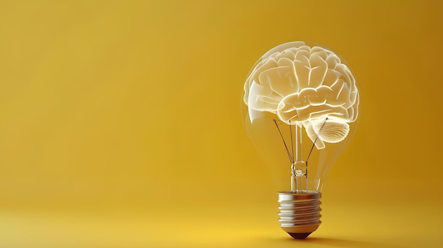 Photo a light bulb that has the brain on it