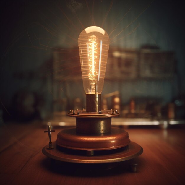 Photo a light bulb that is on a table