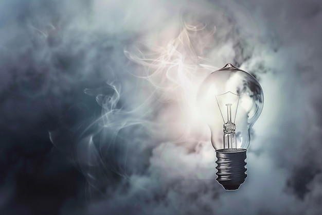 a light bulb with a cloud background and a cloud in the background