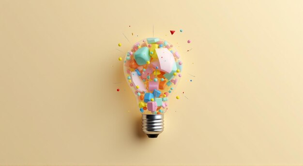 a light bulb with colorful candies on the top of it