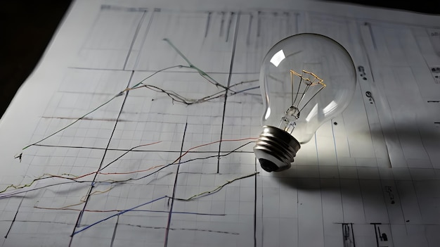 Light bulb with drawing graph