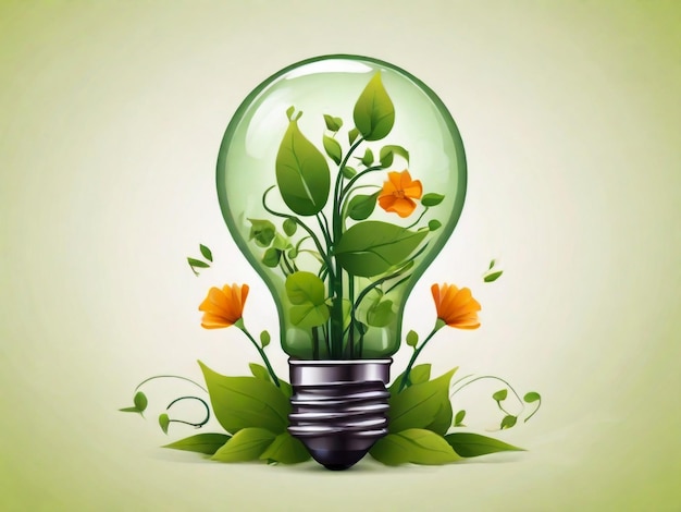 a light bulb with flowers and leaves on it