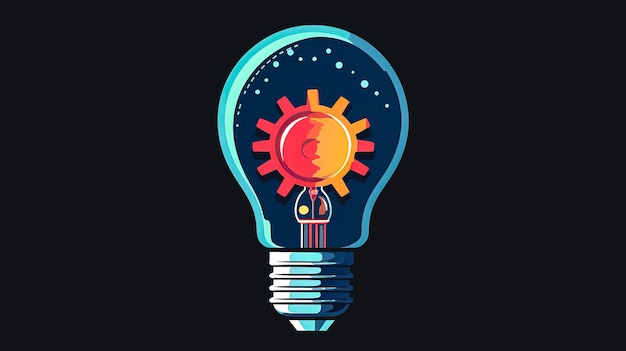 Light bulb with gears idea generation concept generative AI