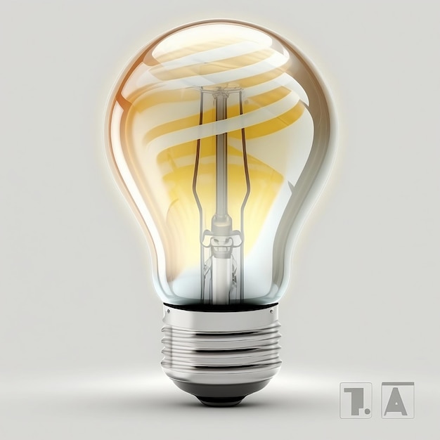 A light bulb with the letters t. a on it