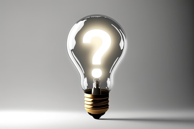 Light bulb with question mark white background Generative AI